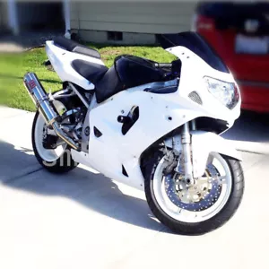 White Bodywork Unpainted ABS Fairing Kit for Suzuki GSXR600 750 K1 01 2002 2003 - Foto 1 di 2
