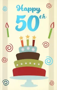 Fun HAPPY 50TH BIRTHDAY Card FOR 50 YEAR OLD, Cake Party by Premium Greetings +✉ - Picture 1 of 5