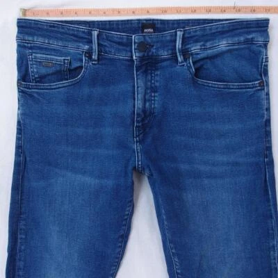 Hombres HUGO BOSS 010 CHARLSTON Ajustado Pitillo Elástico Azul Jeans W33 L32 - Imagen 1 de 4