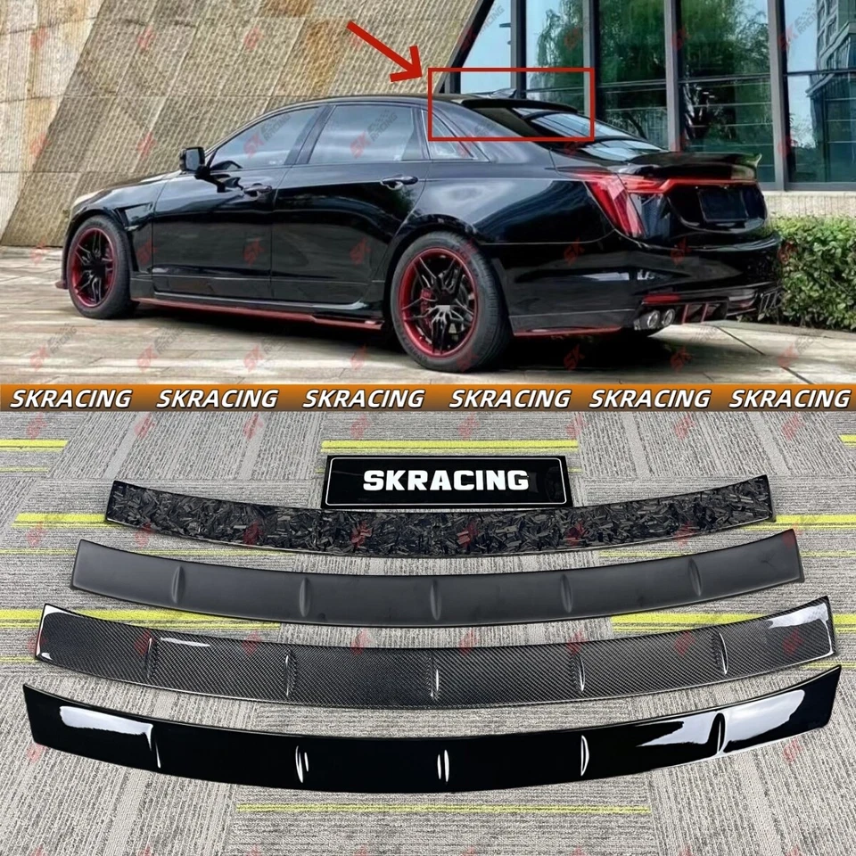 Alerón de techo trasero negro brillante/fibra de carbono para Cadillac CT6 2019-20 Foto 1 de 4
