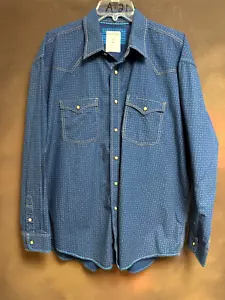 Panhandle Rough Stock Herren Druckknopf Blau Western Hemd XL Langarm - Bild 1 von 8