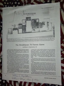 GROSSVATER VIDEOSPIELE WILLIAM A HIGINBOTHAM ERFINDER VIDEO TENNIS SIGNIERT 2 Seiten - Bild 1 von 6