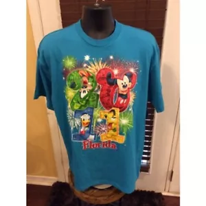 Disney 2011 Blue Fire Works Kurzarm T-Shirt Herren Größe XL - Bild 1 von 9