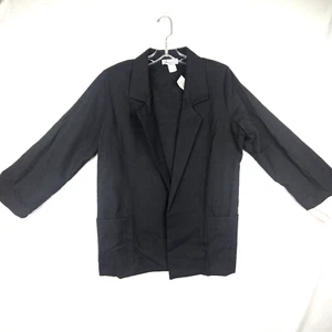 Women's Open Front Blazer Size Petite Medium Black Business Casual Jacket - Picture 1 of 7