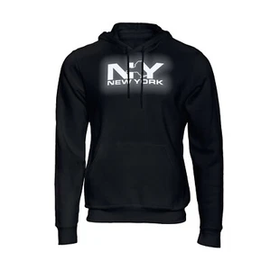 New York NY Reflective Logo Black Pullover Hooded Hoodie - Picture 1 of 3