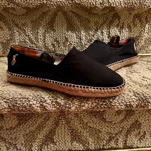 NWOB Men's Polo Ralph Lauren Cevio Slip Black Canvas & Jute Espadrilles Size 7 D - Picture 1 of 7