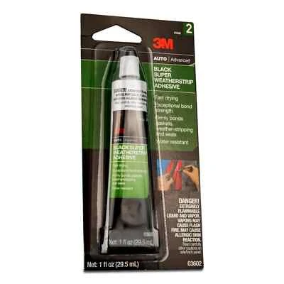 3M BONDO 03602 1OZ TUBE,BLACK SUPER WEATHERSTRIP GASKET,ADHESIVE GLUE 711488 New