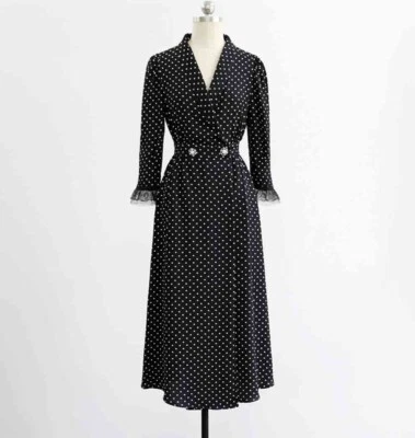 Custom Made To Order 3/4 Sleeve Polka Dot Office Business Dress plus 1x-10x Y656 - Image 1 of 2