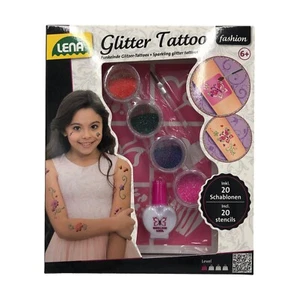 LENA Body Glitter Tattoo Set mit 20 Schablonen 4 Glitzer Farben & Pinsel Kinder - Bild 1 von 6