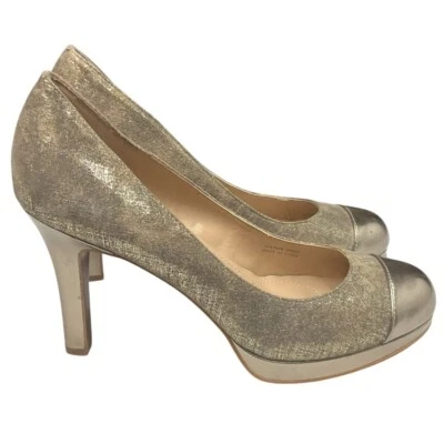 Zapatos de salón Tahari para mujer Laura dorados con plataforma de cuero talla 8,5 M fiesta Foto 1 de 4