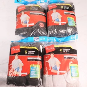 Hanes Men's Crew Socks Pack of 24 Cushion Durable Cotton Fresh size 6-12 NWT - Picture 1 of 12