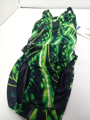 Speedo Girls Youth One Piece Swim Suit Sz 26 Black Green Shooting Star - Image 1 of 4