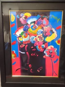 Roseville Profile Peter Max 1991 Early Unique Mixed Media Variation 30x22 FRAMED - Picture 1 of 14
