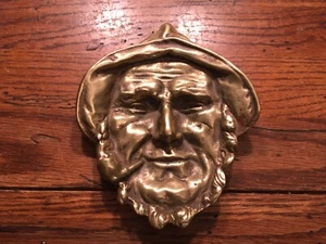 Pipe Rest Smoking Fisherman Brass Ashtray Sailor Seaman Face Coin Dish 6x4.5 - Picture 1 of 2