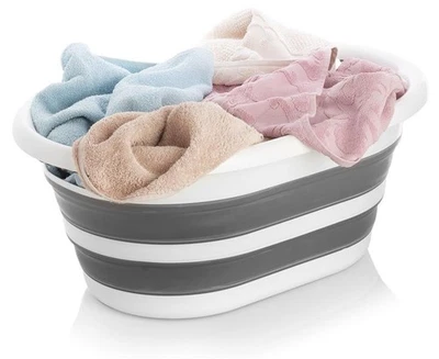 Wäschewanne 40 L Wäschekorb oval faltbar Wäschesammler platzsparend, 63×46×28 cm - Bild 1 von 4