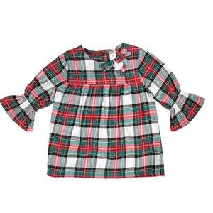 Blusa a Cuadros Carters Niñas Talla 6 Roja Verde Navidad Vacaciones Fiesta Festiva - Imagen 1 de 7