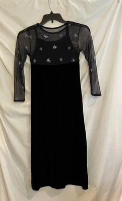 American Girl Girls Size 12 Black Velvet 3D Dragonfly Long Formal Dress Holiday - Image 1 of 4