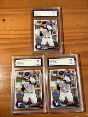2016 Bowman Gleyber Torres Rookie Card PGA 10 GEM MINT 10 Card Lot BD160 + Bonus - Image 1 of 2