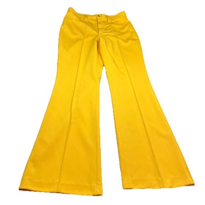 Винтажный LEE 70-х желтый полиэстер расклешенные ноги брюки 29/30, молнии женский размер 29 - Изображение 1 из 4