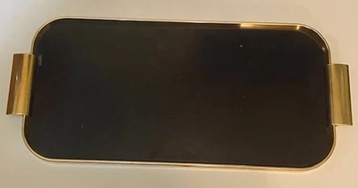 Bandeja grande para servir artículos de aluminio anodizado Kaymet de colección ~ negra y dorada ~ 20” x 10” Foto 1 de 4
