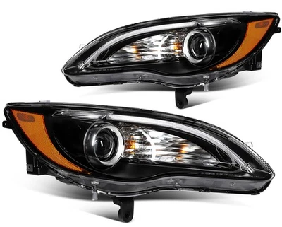2Pcs Pair Front Headlight For 2011-2014 Chrysler 200 2.4L 3.6L Black w/Projector - Изображение 1 из 4