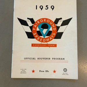Vintage 1959 Fairground Speedway Nashville, TN Racing Souvenir Program - Picture 1 of 17
