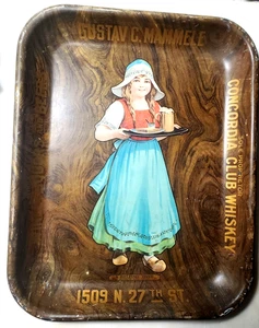 1914 Antique Pre Prohibition Saloon Beer Whiskey Serving Tray Girl Advertising - Picture 1 of 6