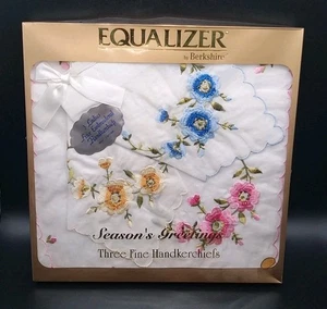 Vtg EQUALIZER By Berkshire, Ladies Fine Embroidered NIB Hankerchiefs 100% Cotton - Picture 1 of 13