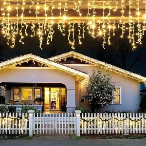  200 LED Eiszapfen Lichter, 8 Modi Eiszapfen Lichter, warmweiß Eiszapfen Weihnachten -J - Bild 1 von 5