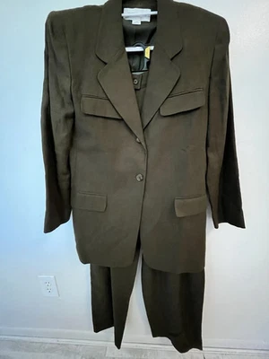 Traje Pantalón Mujer New York & Co Vintage Verde Oliva Lino 14 Nuevo Con Etiquetas Marshall Fields Foto 1 de 4