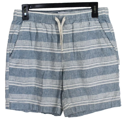Pantalones Cortos Jogger Old Azul Marino Mezcla de Lino Para Hombre Talla S Azul Blanco Rayas 7" Entrepierna Foto 1 de 3