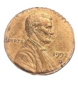 1992 D Lincoln Memorial Penny DDO DDR Wide AM Major Mint Error Rim Strike Rare - Picture 1 of 17