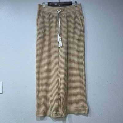 Pantalones de Crochet Haute Hippie Playa Cubrir‎ Cordón Cintura Pierna Ancha Talla XL Tostado Foto 1 de 4