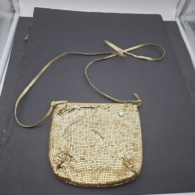 Bolso de hombro vintage de malla dorada Whiting and Davis, monedero 6" x 7 - usado en excelente estado Foto 1 de 4