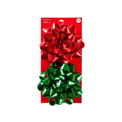 Hallmark Metallic Peel N Stick Large 6 inch Red & Green Christmas Bows 4 Count - Image 1 of 4