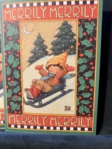 Set of 2! Christmas Cards! Mary Engelbreit Merrily Merrily! - Picture 1 of 3