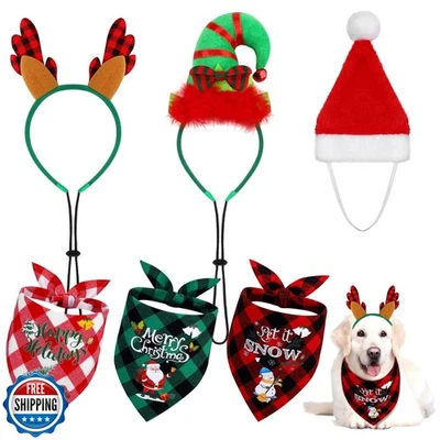 Pedgot 6 Pack Pet Costume Accessories Christmas Classic Buffalo Plaid Pet Sca - Image 1 of 4