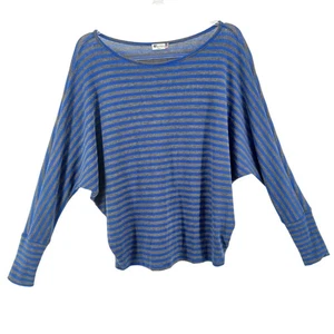 Striped Bat Wing Slouch Top Womens SM Casual Comfy Minimalist Lounge Preppy Y2K - Picture 1 of 9