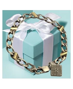Tiffany & Co 18k Gold & 925 Sterling Silver Figaro Cuban Link Bracelet - Picture 1 of 6