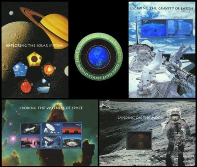 US Stamps Sc 3409-13, Space Achievement, Complete Set on 5 S/S, MNH (411A) - Image 1 of 2