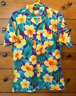 Vtg 70s/80s FRANK Hawaiian Floral Camp Shirt Mens S/M USA Made *ULTRA COLORFUL!* - Image 1 of 4