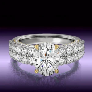 3.75 Ct Oval Cut Diamond Ring 18k Gold Multi Tone IGI Certified Lab Created - Picture 1 of 9