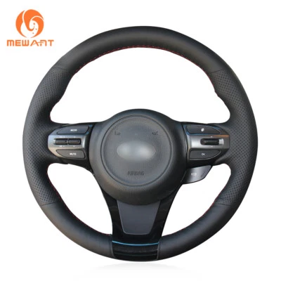 DIY Black Artificial Leather Steering Wheel Cover for Kia Optima 2014-2015 - Image 1 of 4