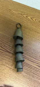 Vintage Brass Ringing Chain of 6 Bells Sleigh Bells Temple Camel Cow Bells (C) - Picture 1 of 2