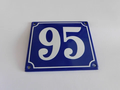 Old French Blue Enamel Porcelain Metal House Door Number Street Sign / Plate 95 Cover