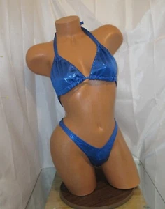 COMPETITION WELLNESS royal blue HOLOGRAM  bikini SUIT  32 B cup small bottoms - Picture 1 of 2