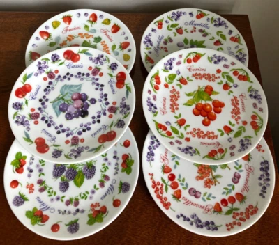 Philippe Deshoulieres Limoges Ronde des Fruits Set of 6 Cocktail Plates - Image 1 of 4