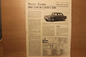 Original Rover 3-Liter P5 Mk 2 (1963) Motor Trader Service Daten Nr. 409 - Bild 1 von 1