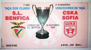 MEGA RARE TICKET UEFA CUP WINNERS CUP 93/94 SL BENFICA x CSKA SOFIA - Picture 1 of 1