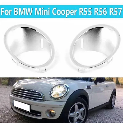 2Pcs Front Fog Light Frame Cover Trim For BMW Mini Cooper R55 R56 R57 2007-2010 - Imagem 1 de 4